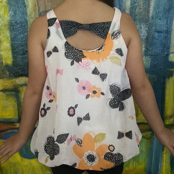 Deux par deux ballon hem tank top with bow detail size 8 - Picture 2 of 7